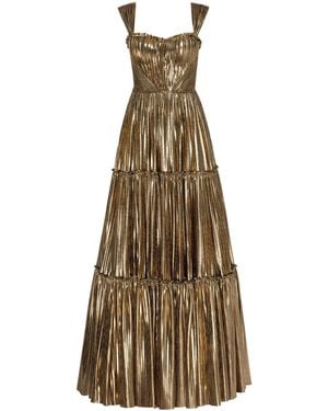 Milla Golden Shiny Maxi Evening Dress With An Off-The-Sh - Natural