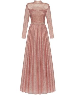 Milla Misty Rose Long-Sleeve Maxi Dress Decorated With S - Pink