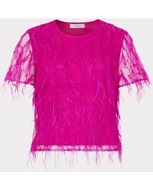 MILLY Rava Feather Tee - Pink