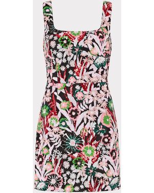 MILLY Pink Wildflower Mini Dress - White