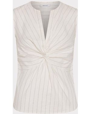 MILLY Meadow Pinstripe Top - White