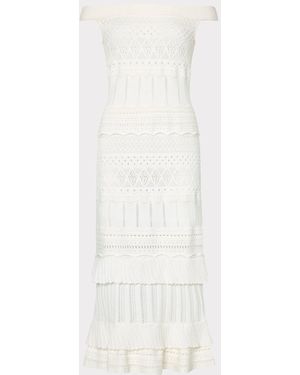 MILLY Maven Ruffle Midi Dress - White