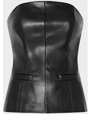 MILLY Vegan Leather Strapless Top - Black