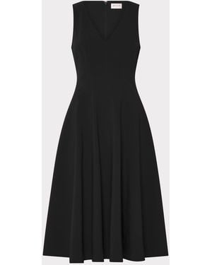 MILLY Linda Stretch Cady Midi Fit And Flare - Black