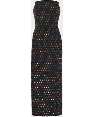 MILLY Izabela Beaded Sequin Column Dress - Black
