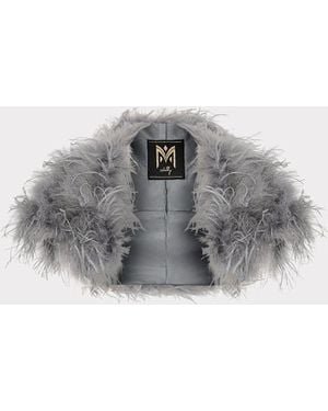 MILLY Feather Bolero - Gray