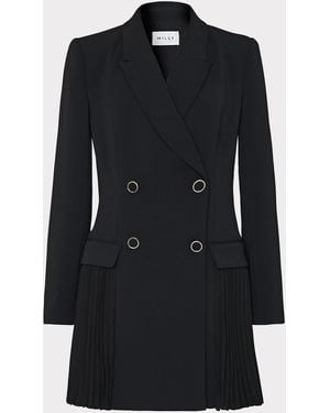 MILLY Noora Pleated Blazer Dress - Black