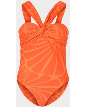 MILLY Betsy Abstract Kai Print Bandeau One Piece - Orange