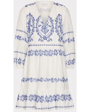 MILLY Lene Embroidered Mini Dress - Gray