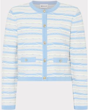 MILLY Skye Stripe Cardigan - Blue