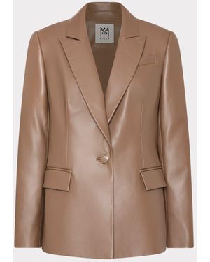 MILLY Alexa Vegan Leather Blazer - Brown