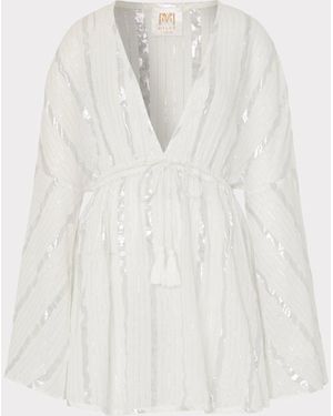 MILLY Olympia Lurex Stripe Coverup Dress - White