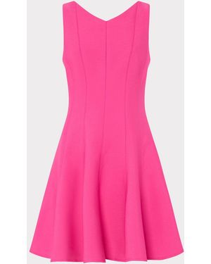MILLY Sleeveless Stretch Cady Fit And Flare - Pink