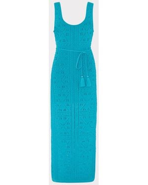 MILLY Bubble Pointelle Knit Midi Dress - Blue
