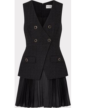 MILLY Boucle Mixed Media Mini Dress - Black