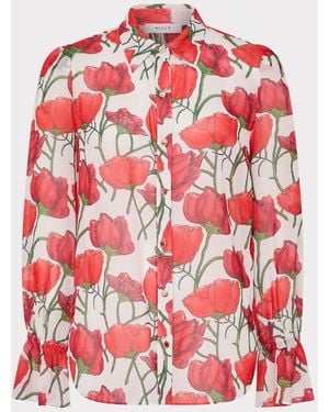 MILLY Lacey Red Peonia Blouse