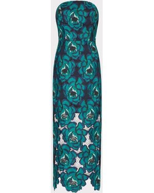 MILLY Kait Blue Bloom Midi Dress