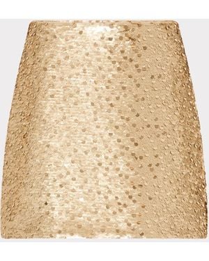 MILLY Modern Mini Gold Dot Sequin Skirt - Natural
