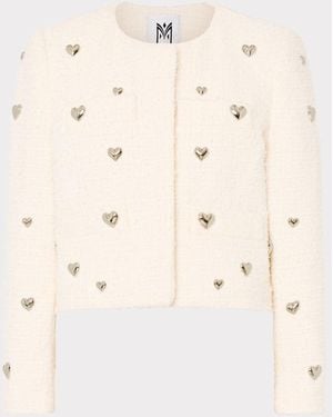 MILLY Phoebe Heart Applique Jacket - Natural