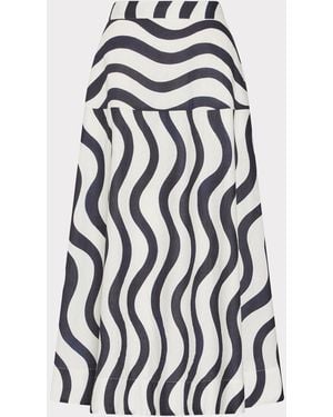 MILLY Lona Printed Midi Skirt - White