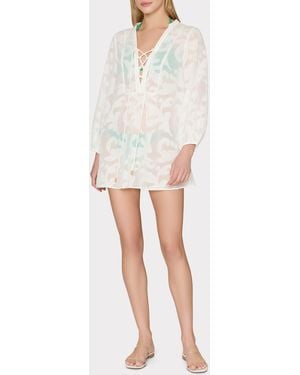MILLY Scroll Burnout Cover-up Mini Dress - White