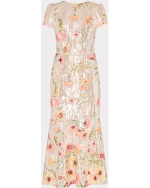 MILLY Tahlia Floral Sequins Embroidery Dress - Multicolor