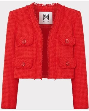 MILLY Serena Boucle Jacket - Red