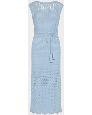 MILLY Kai Crochet Midi Dress - Blue