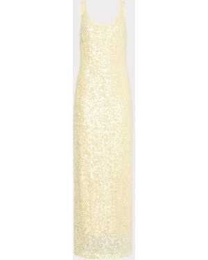 MILLY Tatum Stretch Sequins Maxi Dress - White