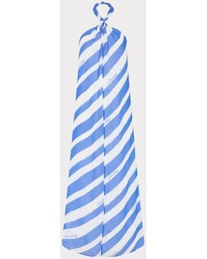 MILLY Ava Cross Neck Striped Dress - Blue