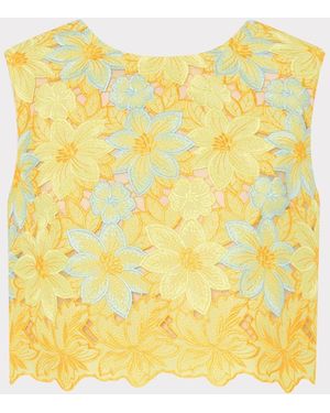 MILLY Alina Lace Sleeveless Top - Yellow