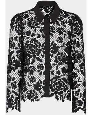 MILLY June Rose Mosaic Blouse - Black