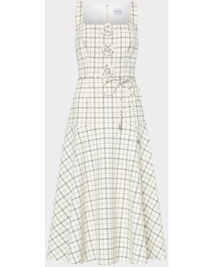MILLY Mira Plaid Midi Dress - White