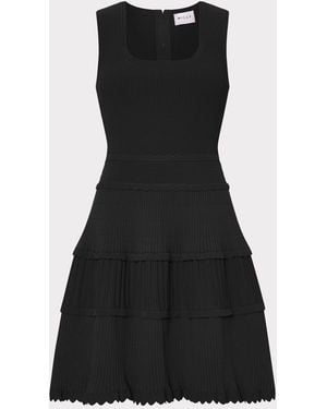 MILLY Suri Scallop Mini Dress - Black