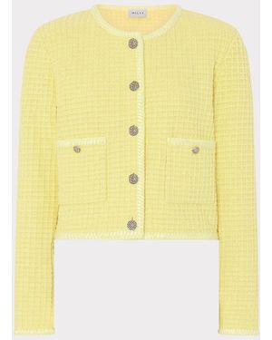 MILLY Sade Textured Cardigan - Yellow