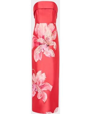 MILLY Ciara Printed Faille Dress - Red