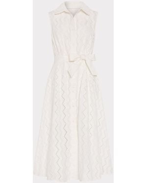 MILLY Leya Eyelet Midi Dress - White
