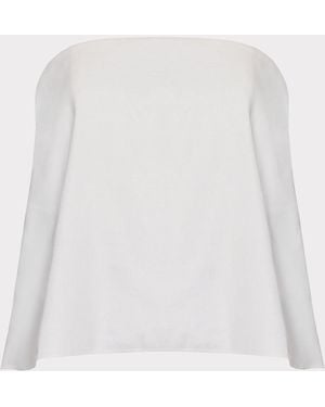 MILLY Solid Linen Strapless Top - White