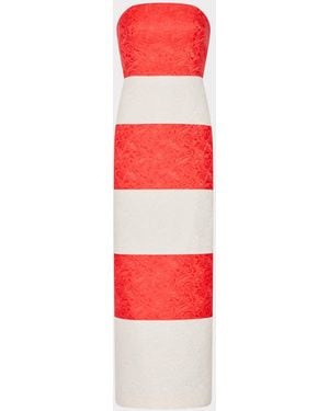 MILLY Orion Stripe Jacquard Dress - Red