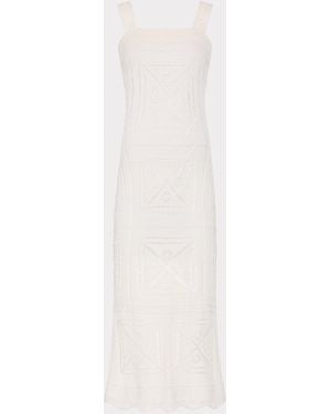 MILLY Mena Knit Midi Dress - White