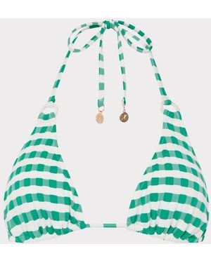 MILLY Jacquard Cottage Bikini Top - Blue