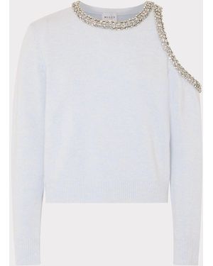 MILLY Roma Crystal Embellished Sweater - White