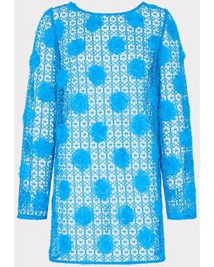 MILLY 3-d Crochet Cover-up - Blue