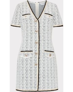 MILLY Braided V-neck Knit Mini Dress - Gray