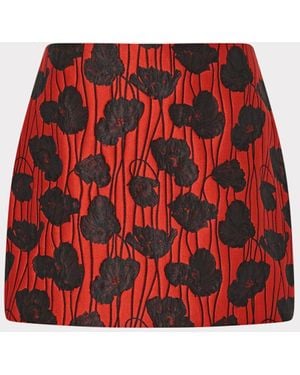 MILLY Modern Mini Poppy Jacquard Skirt - Red