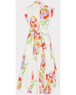 MILLY Jules Printed Poplin Dress - White