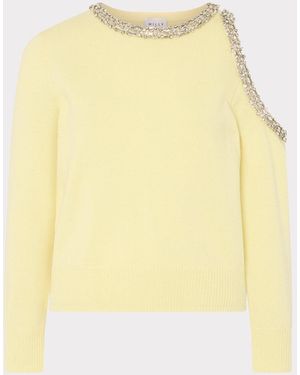 MILLY Roma Crystal Embellished Sweater - Yellow