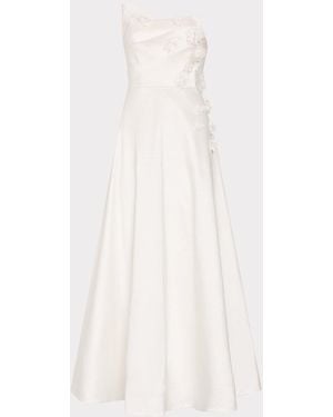 MILLY Cynthia Taffeta Flower Embroidered Dress - White