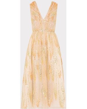 MILLY Tinsley Tulle Sequin Embroidered Dress - Natural