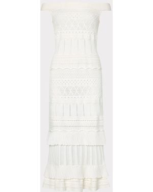 MILLY Maven Ruffle Midi Dress - White